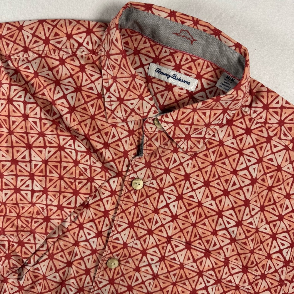 Tommy‎ Bahama Men’s M IslandZone Red Geometric Silk Blend Shirt